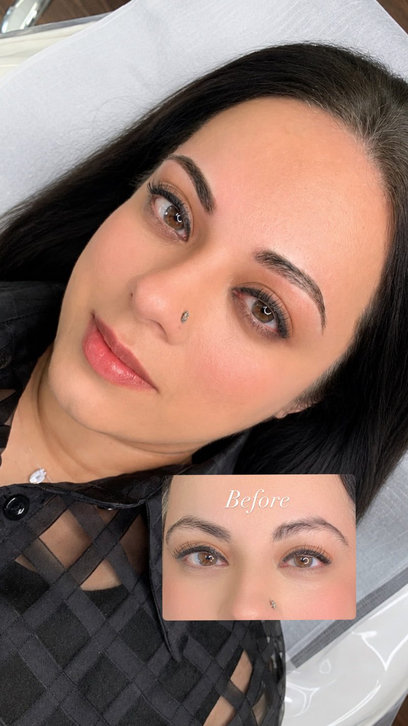 Ombre shading brow gradient result — Perfect Line LA Korean PMU studio 옴브레 파우더 눈썹 엘에이