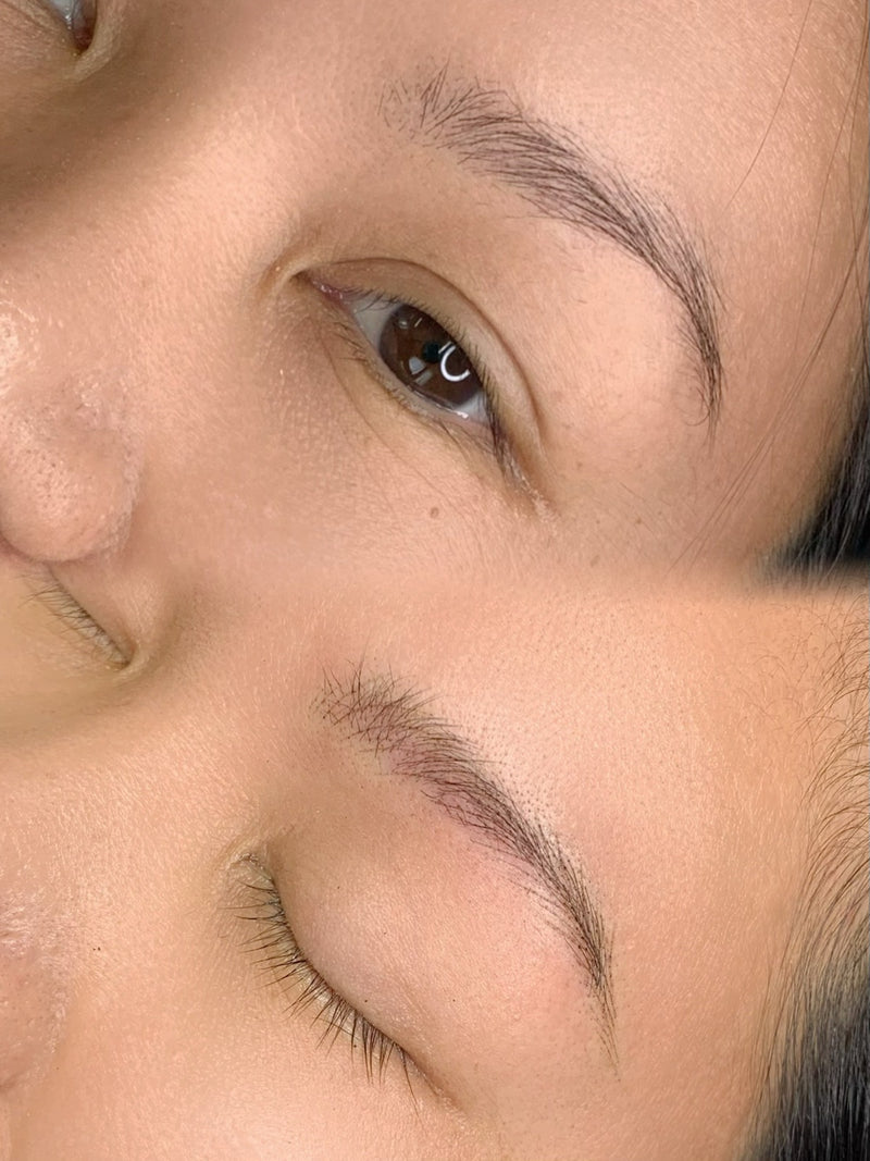Nano hairstroke brows before and after — Perfect Line Koreatown LA