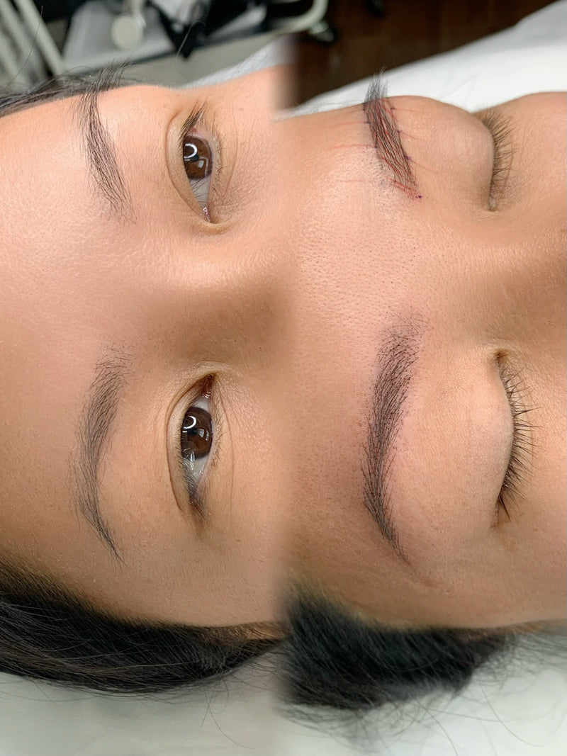 Nano hairstroke brows healed result, hair-by-hair strokes — Perfect Line LA