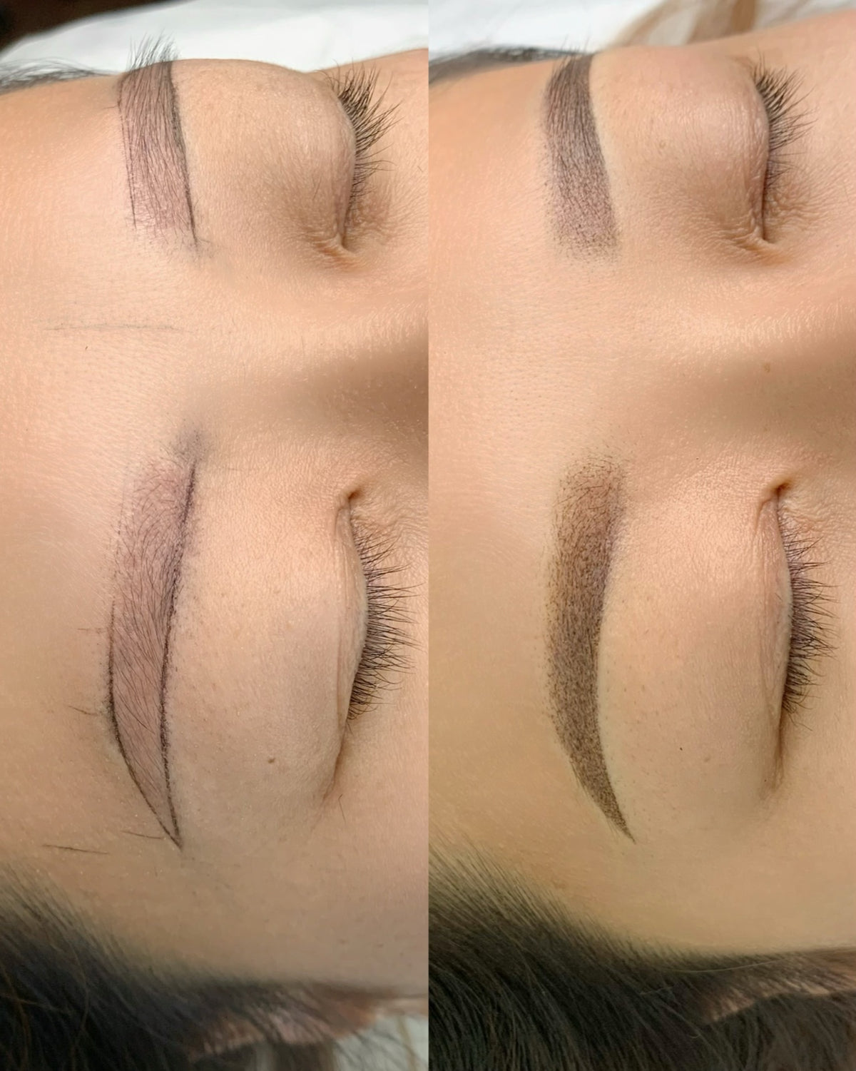 Old brow tattoo cover-up before and after — Perfect Line Koreatown LA