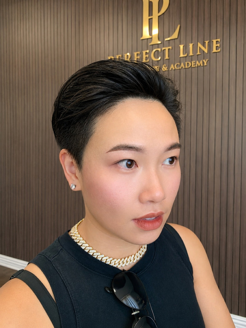 Ombre powder brows client result at Perfect Line studio, Koreatown Los Angeles